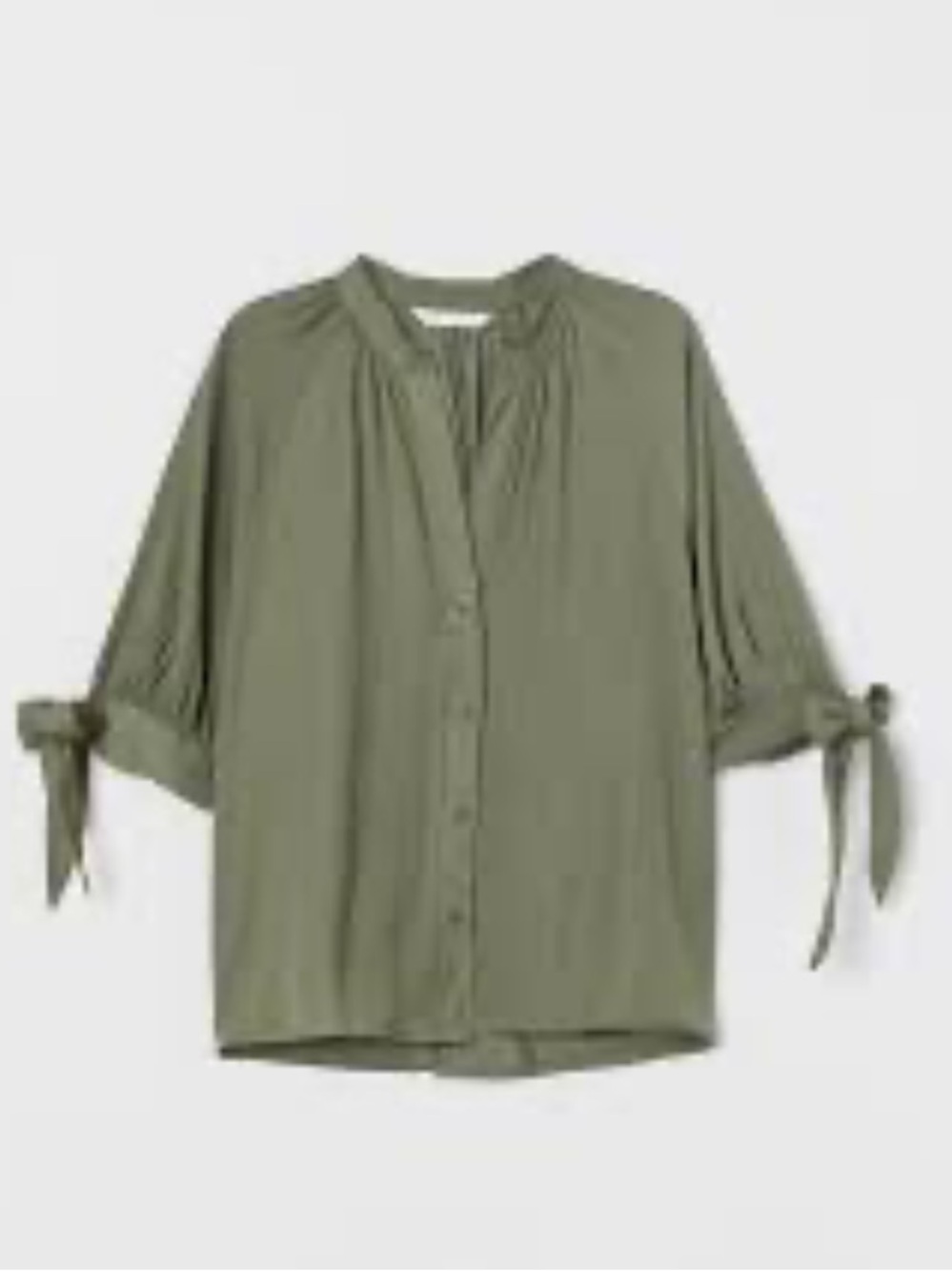 H&M khaki green tone on tone striped short tie sleeve blouse size 14